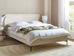 Beliani Bed Velvet Suzette 140 X 200 Cm (Eu Double) Light Beige - thumbnail 2