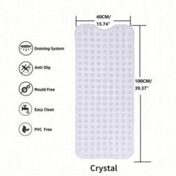 Oxford Homeware Suction Cups Gripper Shower Bath Mat Machine Washable Anti Mould And Mildew Bathroom Mat (Transparent, 40X100Cm) - thumbnail 7