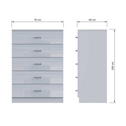 Fwstyle 5 Drawer Chest Of Drawers Grey Gloss Bedroom Furniture - thumbnail 9