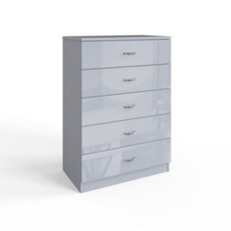Fwstyle 5 Drawer Chest Of Drawers Grey Gloss Bedroom Furniture - thumbnail 4