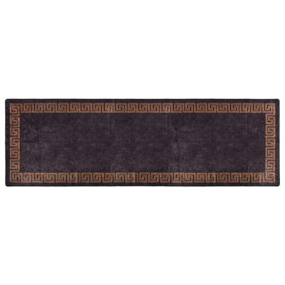 Berkfield Durable Rug Washable 80X300 Cm Black And Gold Anti Slip - image 1