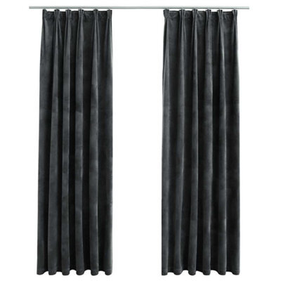 Berkfield Elegant Blackout Curtains 2 Pcs With Hooks Velvet Anthracite 140X225 Cm