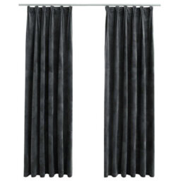 Berkfield Elegant Blackout Curtains 2 Pcs With Hooks Velvet Anthracite 140X225 Cm