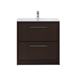 Royal Bathrooms Livora 800mm Walnut Woodgrain Floor Standing Bathroom Vanity Unit 2 Storage Cabinet Drawer With Ceramic Basin - thumbnail 5