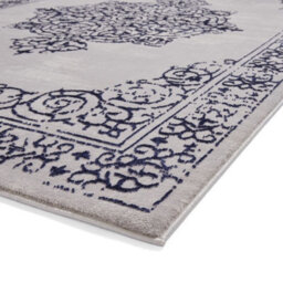 Blue Silver Traditional Abstract Bordered Easy To Clean Rug For Living Room Bedroom & Dining Room-80Cm X 150Cm - thumbnail 6