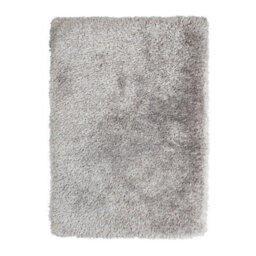 Silver Plain Shaggy Handmade Modern Easy To Clean Rug For Bedroom Dining Room Living Room -120Cm X 170Cm - thumbnail 3