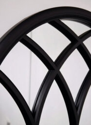 Biznest Arched Top Window Wall Mount Mirror Black Plastic Frame Gothic Design Indoor/outdoor Vanity Display Home Deco 71X50Cm - thumbnail 5