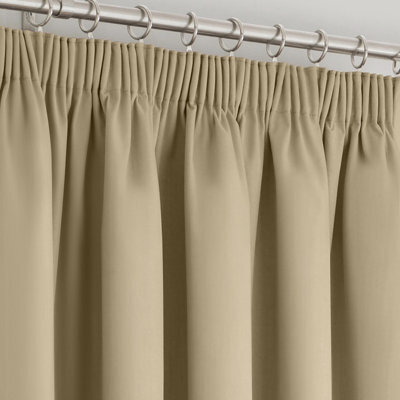 Velosso Manhattan Pencil Pleat Blackout Curtains - Stone