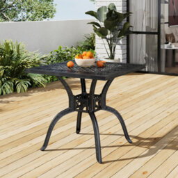 Breeins 79.5Cm W Square Cast Aluminum Outdoor Garden Dining Table With Umbrella Hole - thumbnail 2