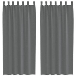 Berkfield Durable Voile Curtains With Loops 2 Pcs Dark Grey 140X225 Cm - thumbnail 1