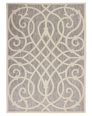 Outdoor Rug, Modern Rug, Optical (3D) Diningroom Rug, Grey Outdoor Rug, Stain-Resistant Abstract Rug-122Cm X 183Cm - image 1