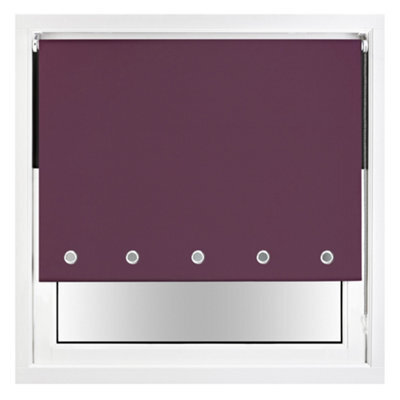 Furnished Thermal Blackout Roller Blinds With Round Eyelets & Metal Fittings - Aubergine (W)55Cm (L)210Cm