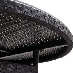 Living And Home Black Garden Rattan Tempered Glass Top Round Table With Parasol Hole - thumbnail 7