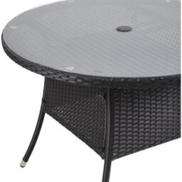 Living And Home Black Garden Rattan Tempered Glass Top Round Table With Parasol Hole - thumbnail 5