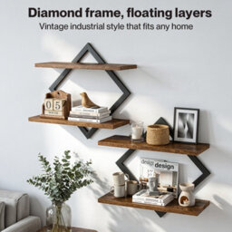 Levede Floating Shelves Hanging Rustic Brown Stylish Wall Storage 2 Set - thumbnail 8