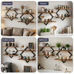 Levede Floating Shelves Hanging Rustic Brown Stylish Wall Storage 2 Set - thumbnail 9