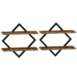 Levede Floating Shelves Hanging Rustic Brown Stylish Wall Storage 2 Set - thumbnail 3