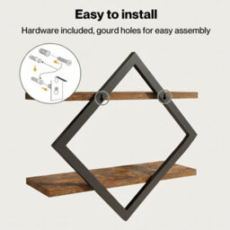 Levede Floating Shelves Hanging Rustic Brown Stylish Wall Storage 2 Set - thumbnail 5