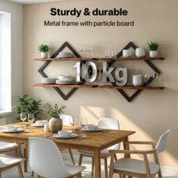 Levede Floating Shelves Hanging Rustic Brown Stylish Wall Storage 2 Set - thumbnail 6
