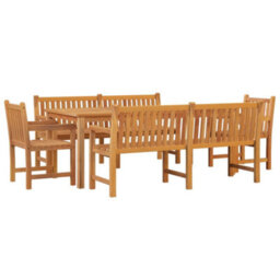 Berkfield 5 Piece Garden Dining Set Solid Wood Teak - thumbnail 3