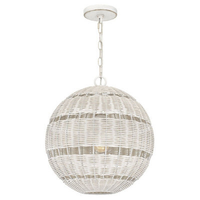 Luminosa Lighting Elstead Quoizel Lindendale Spherical Pendant Ceiling Light Contemporary Antique White Ip44 1X E27 - image 1