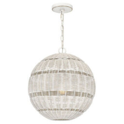 Luminosa Lighting Elstead Quoizel Lindendale Spherical Pendant Ceiling Light Contemporary Antique White Ip44 1X E27 - thumbnail 1