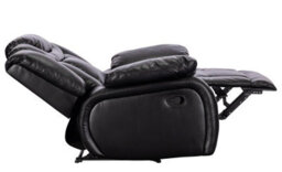 Recliner Manual Chair In Black Faux Leather - thumbnail 6