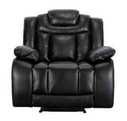 Recliner Manual Chair In Black Faux Leather - thumbnail 3