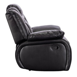 Recliner Manual Chair In Black Faux Leather - thumbnail 5