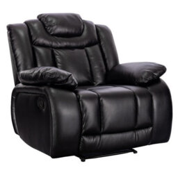 Recliner Manual Chair In Black Faux Leather - thumbnail 4