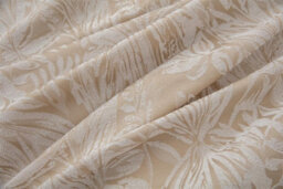 Luxury Living Chenille Jacquard Lined Ring Top Eyelet Curtains Cream - thumbnail 3