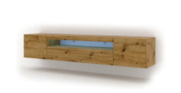 Arte Sleek Oak Artisan Aura Tv Cabinet With Led Lighting (W)200Cm (H)42Cm (D)37Cm - Spacious & Stylish - thumbnail 1