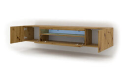 Arte Sleek Oak Artisan Aura Tv Cabinet With Led Lighting (W)200Cm (H)42Cm (D)37Cm - Spacious & Stylish - thumbnail 2