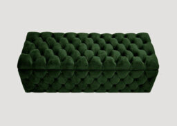 180Cm Wide Lux Ottoman Storage Box, Forest Green Velvet Upholstered Chesterfield Storage Ottoman Box - thumbnail 1