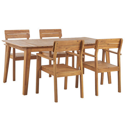 Beliani Garden Dining Set 4 Seater Fornelli Acacia Wood Brown - image 1