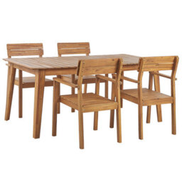 Beliani Garden Dining Set 4 Seater Fornelli Acacia Wood Brown - thumbnail 1