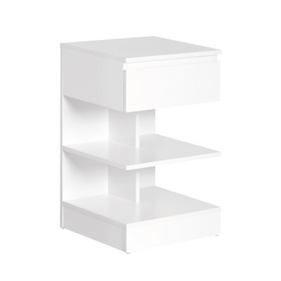 Sobuy Fbt49-W, Side Table Night Stand Bed Sofa Table With 1 Drawer And 2 Shelves,white,w39Xd39Xh65 - image 1
