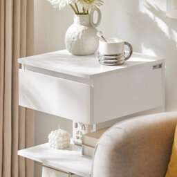 Sobuy Fbt49-W, Side Table Night Stand Bed Sofa Table With 1 Drawer And 2 Shelves,white,w39Xd39Xh65 - thumbnail 5