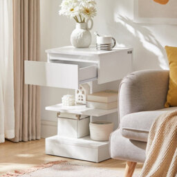 Sobuy Fbt49-W, Side Table Night Stand Bed Sofa Table With 1 Drawer And 2 Shelves,white,w39Xd39Xh65 - thumbnail 4