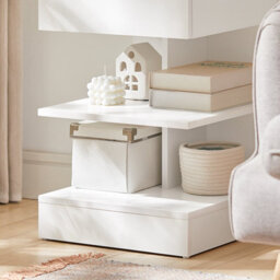 Sobuy Fbt49-W, Side Table Night Stand Bed Sofa Table With 1 Drawer And 2 Shelves,white,w39Xd39Xh65 - thumbnail 6