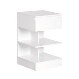Sobuy Fbt49-W, Side Table Night Stand Bed Sofa Table With 1 Drawer And 2 Shelves,white,w39Xd39Xh65 - thumbnail 1