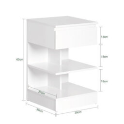 Sobuy Fbt49-W, Side Table Night Stand Bed Sofa Table With 1 Drawer And 2 Shelves,white,w39Xd39Xh65 - thumbnail 3