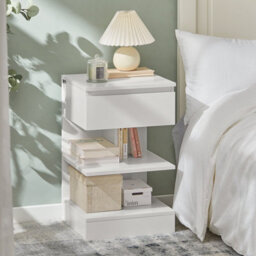 Sobuy Fbt49-W, Side Table Night Stand Bed Sofa Table With 1 Drawer And 2 Shelves,white,w39Xd39Xh65 - thumbnail 2