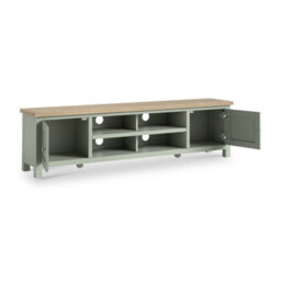Farro  Sage 120Cm Tv Unit With Washed Oak Top - Fully Assembled - By Roseland Furniture - thumbnail 3