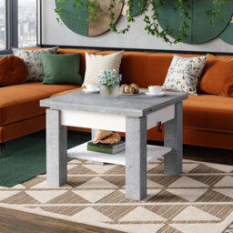 Heze Furniture Clara 2 In 1 Extending Coffee / Dining Table 75-150Cm - Concrete / White
