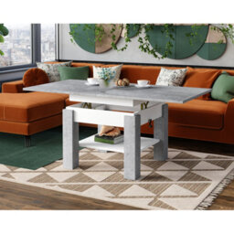 Heze Furniture Clara 2 In 1 Extending Coffee / Dining Table 75-150Cm - Concrete / White - thumbnail 2