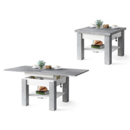 Heze Furniture Clara 2 In 1 Extending Coffee / Dining Table 75-150Cm - Concrete / White - thumbnail 5