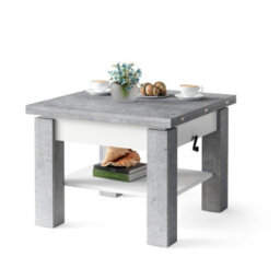Heze Furniture Clara 2 In 1 Extending Coffee / Dining Table 75-150Cm - Concrete / White - thumbnail 6