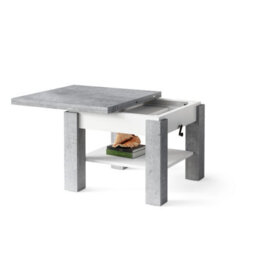 Heze Furniture Clara 2 In 1 Extending Coffee / Dining Table 75-150Cm - Concrete / White - thumbnail 7