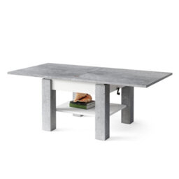 Heze Furniture Clara 2 In 1 Extending Coffee / Dining Table 75-150Cm - Concrete / White - thumbnail 8